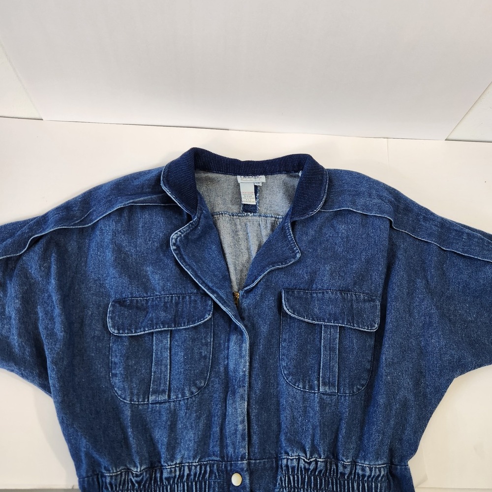 Vintage 80s Oakbrook Sport Denim Jumpsuit Acid Wash Utility Coveralls Blue 12 - Picture 5 of 16